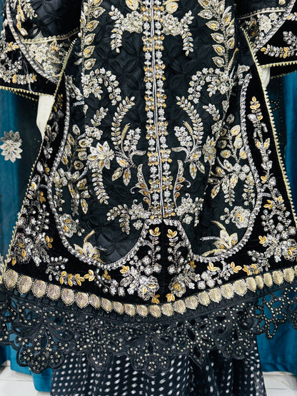 Luxury Black Embroidered Bridal