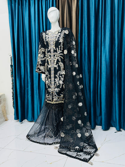 Luxury Black Embroidered Bridal